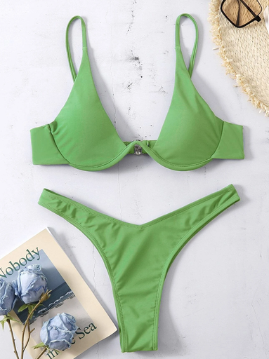 Traje de Baño Bikini Copa Ballena Unicolor SHEIN